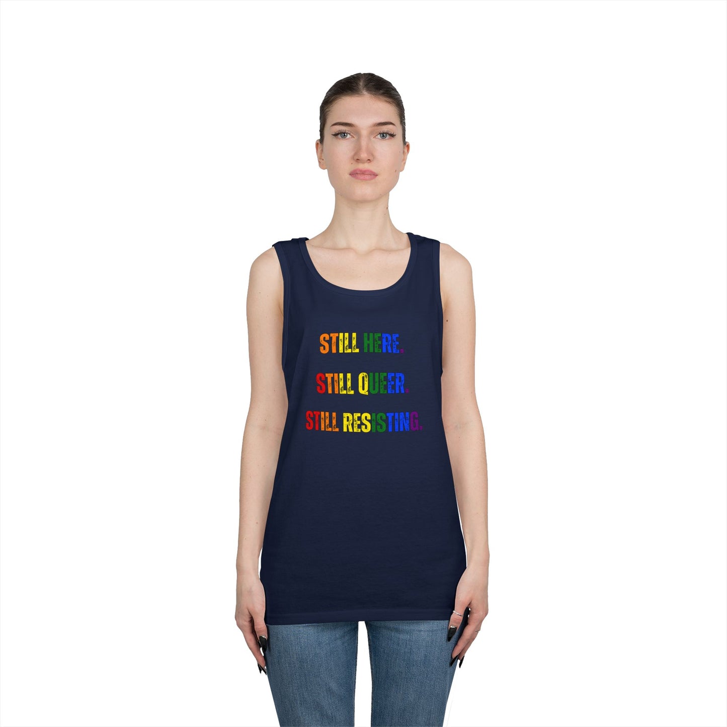 Still Here Still Queer Still Resisting Unisex Heavy Cotton Tank Top