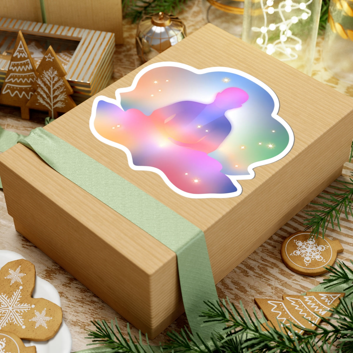 Glowing Lotus Meditation Kiss-Cut Stickers