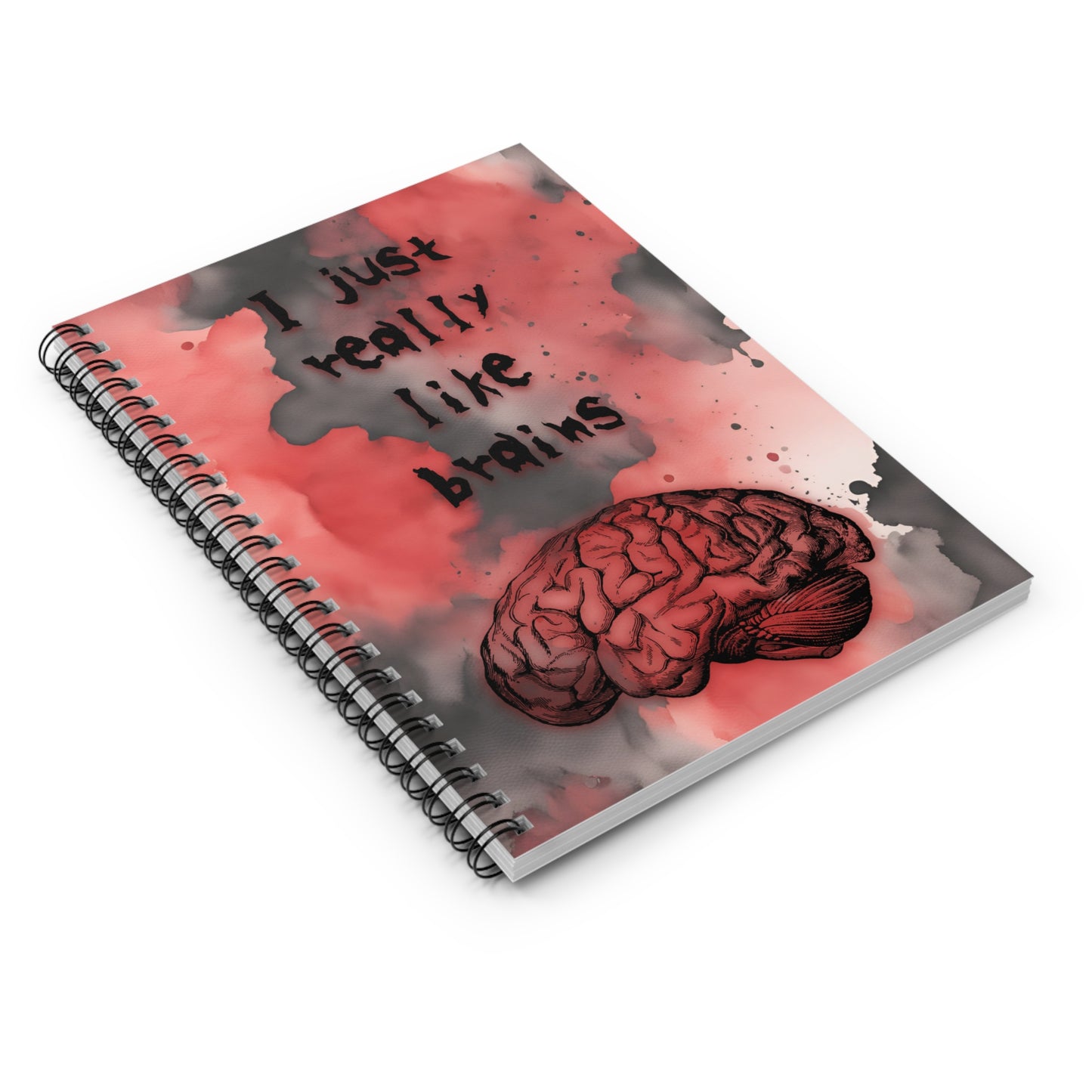 I Just Really Like Brains Zombie Spiral Notebook - Ruled Line