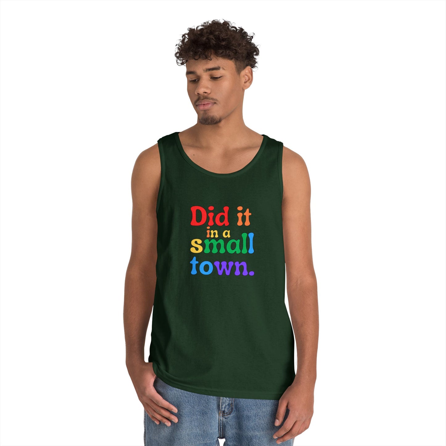 Rainbow Did It In A Small Town Unisex Heavy Cotton Tank Top