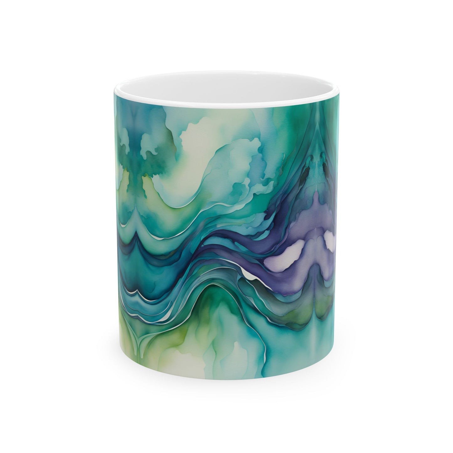 Watercolor Waves Ceramic Mug, (11oz, 15oz)
