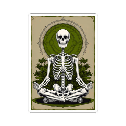 Green Mindful Skeleton Meditating Kiss-Cut Stickers