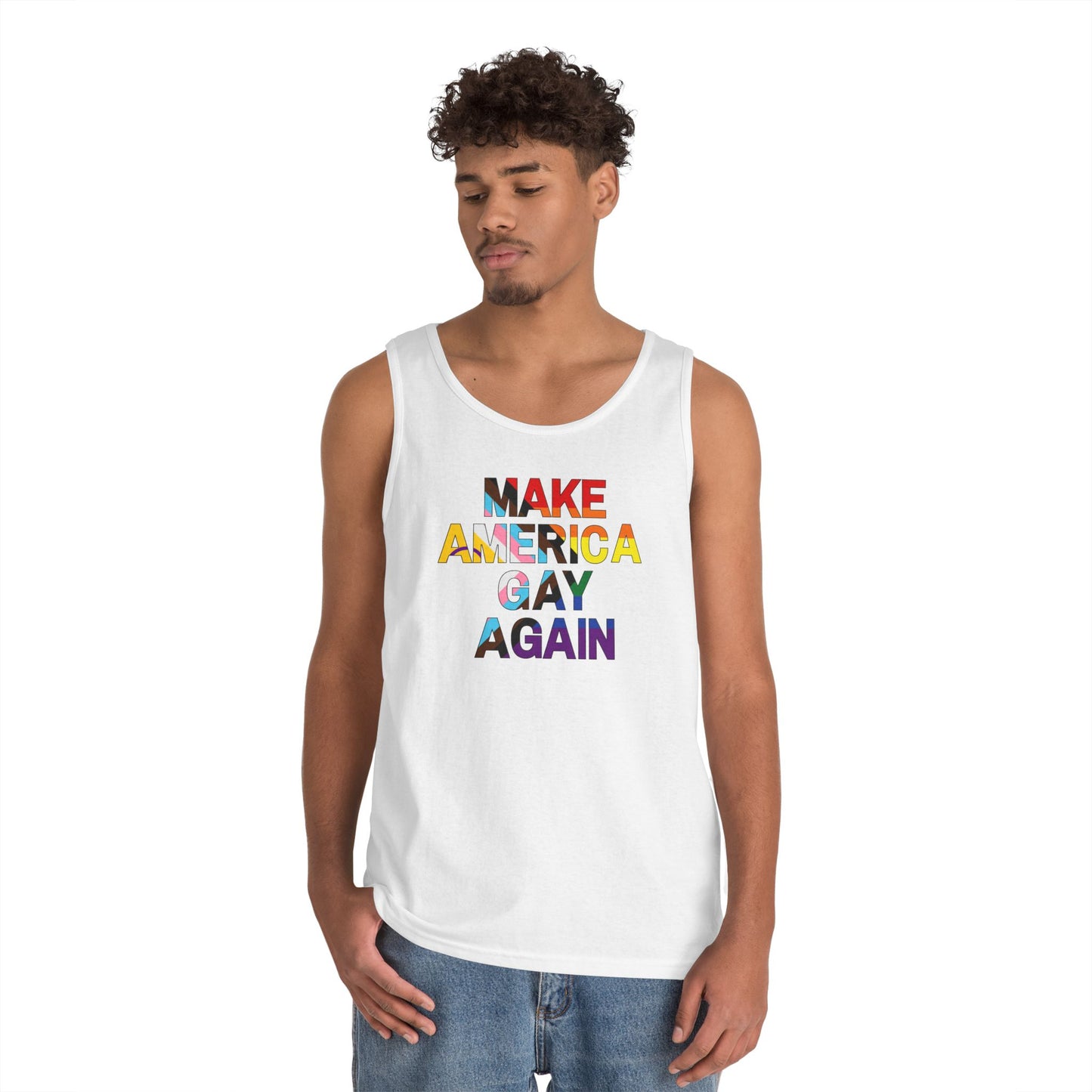 MAGA Make America Gay Again Unisex Heavy Cotton Tank Top