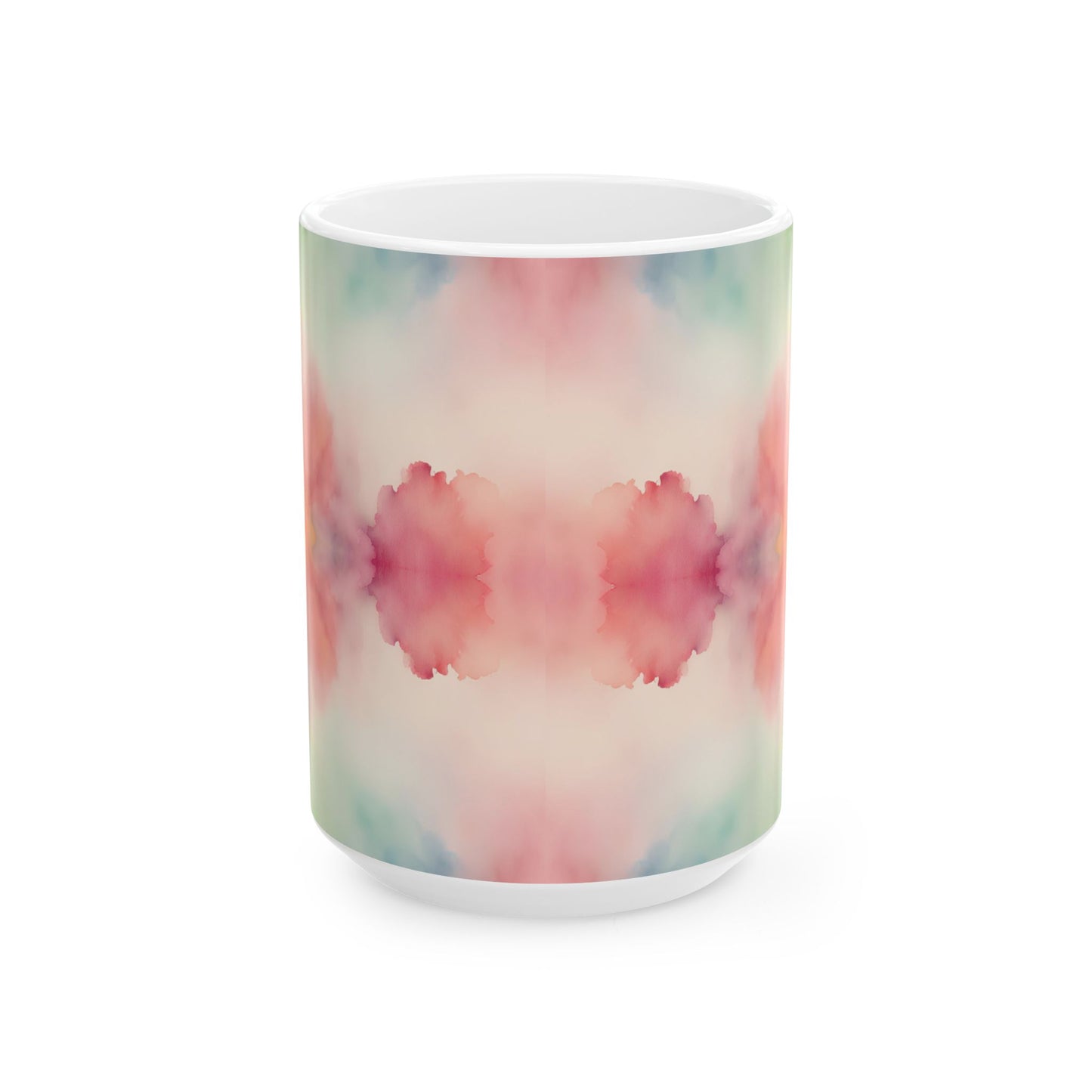 Warm Rainbow Watercolor Ceramic Mug, (11oz, 15oz)