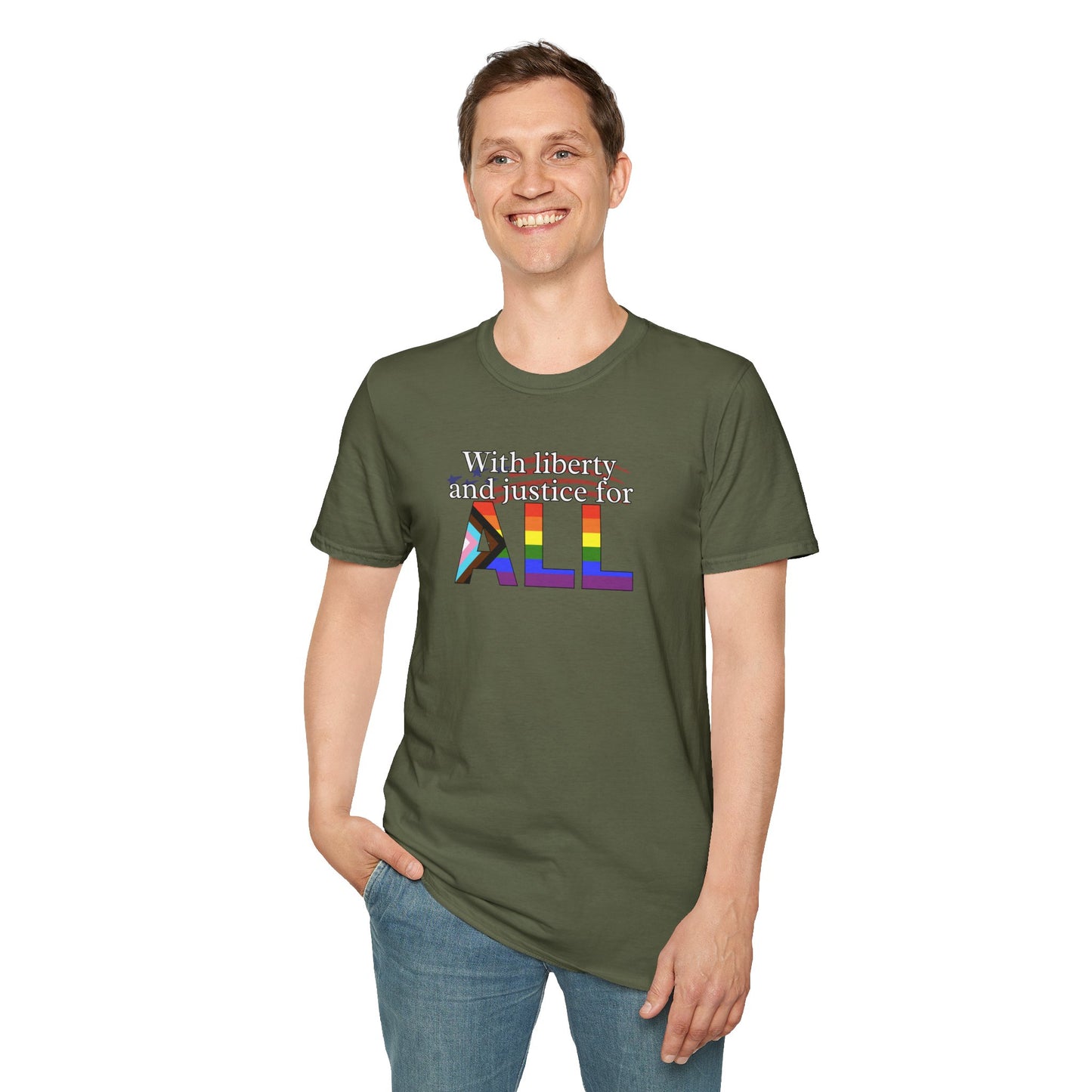 With Liberty and Justice for ALL Unisex Softstyle T-Shirt