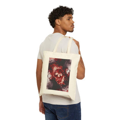 Watercolor and Skull Cotton Canvas Tote Bag