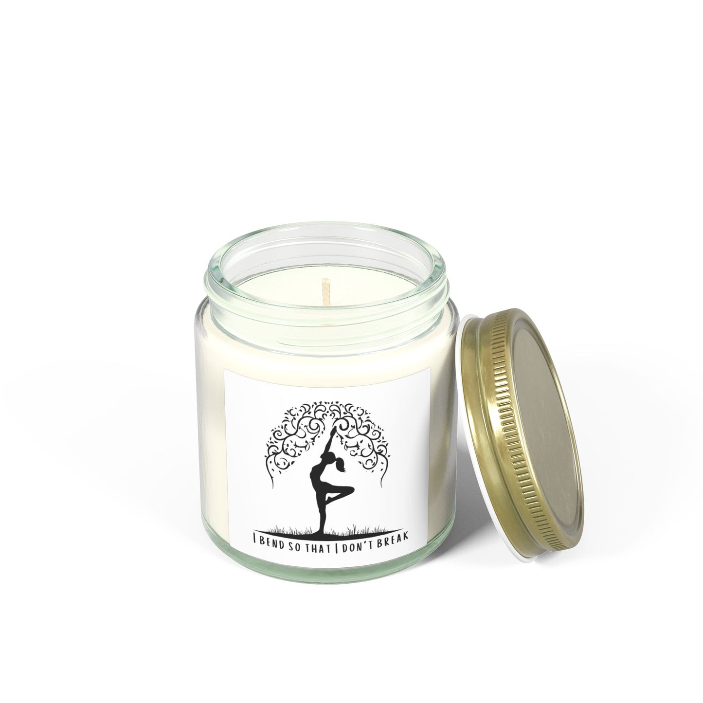 I Bend So That I Don't Break Yoga Scented Candles, Coconut Apricot Wax (4oz, 9oz)