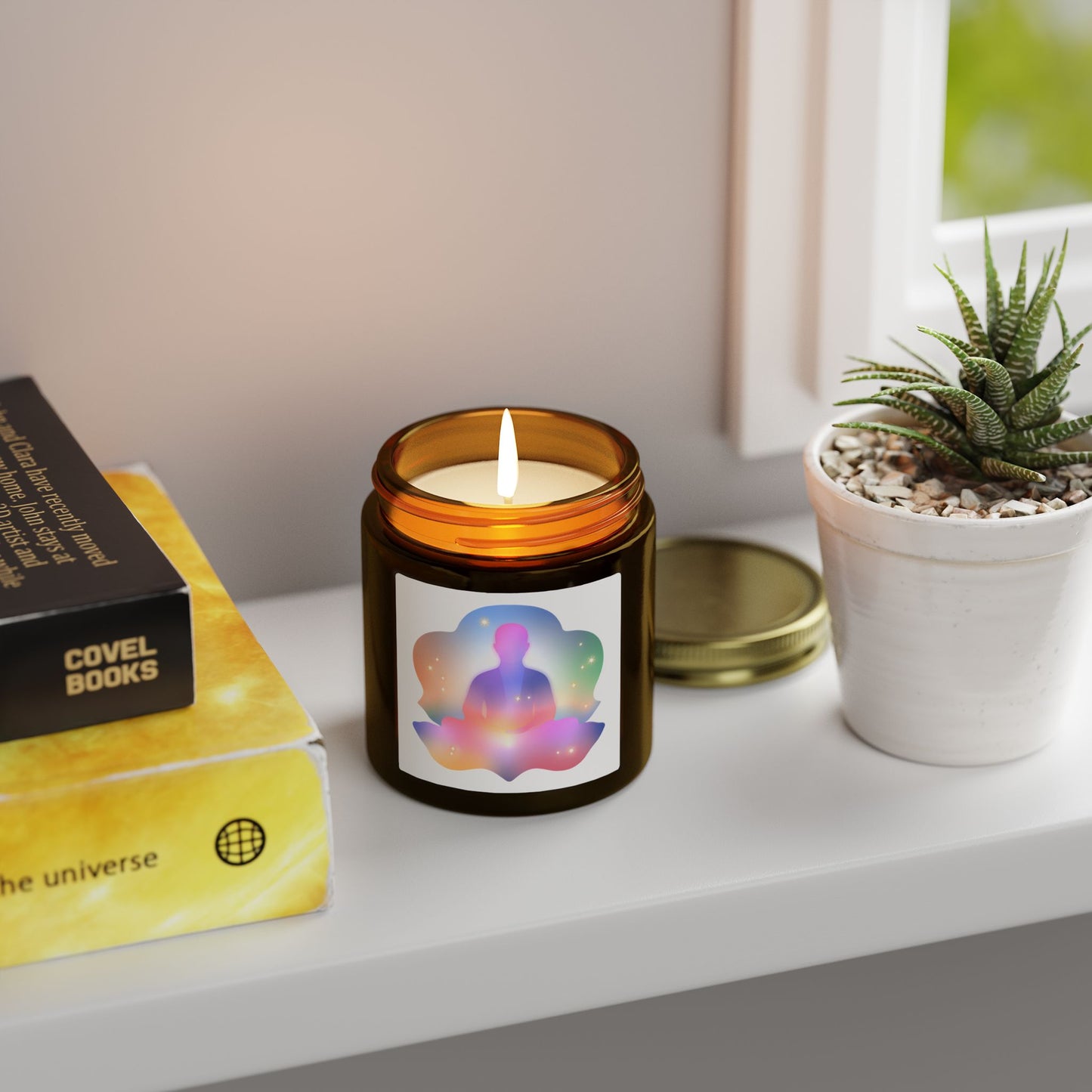 Glowing Lotus Meditation Scented Candles, Coconut Apricot Wax (4oz, 9oz)