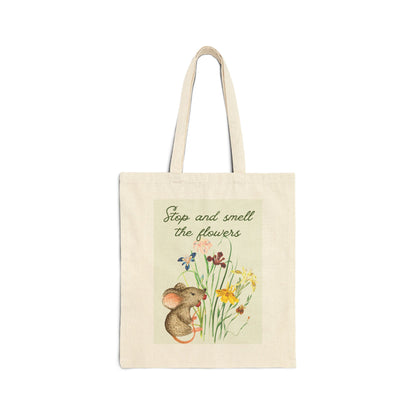 Stop And Smell the Flowers Cotton Canvas Tote Bag