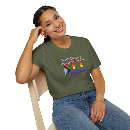 With Liberty and Justice for ALL Unisex Softstyle T-Shirt