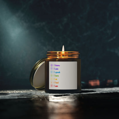 Yoga Chakras Scented Candles, Coconut Apricot Wax (4oz, 9oz)