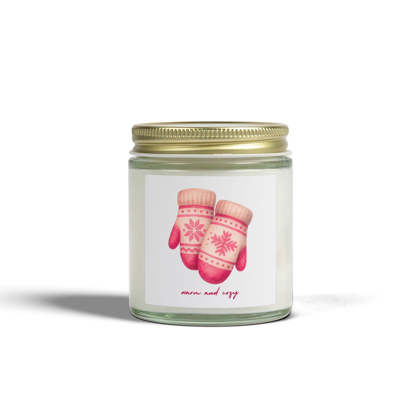 Warm and Cozy Mittens Scented Candles, Coconut Apricot Wax (4oz, 9oz)