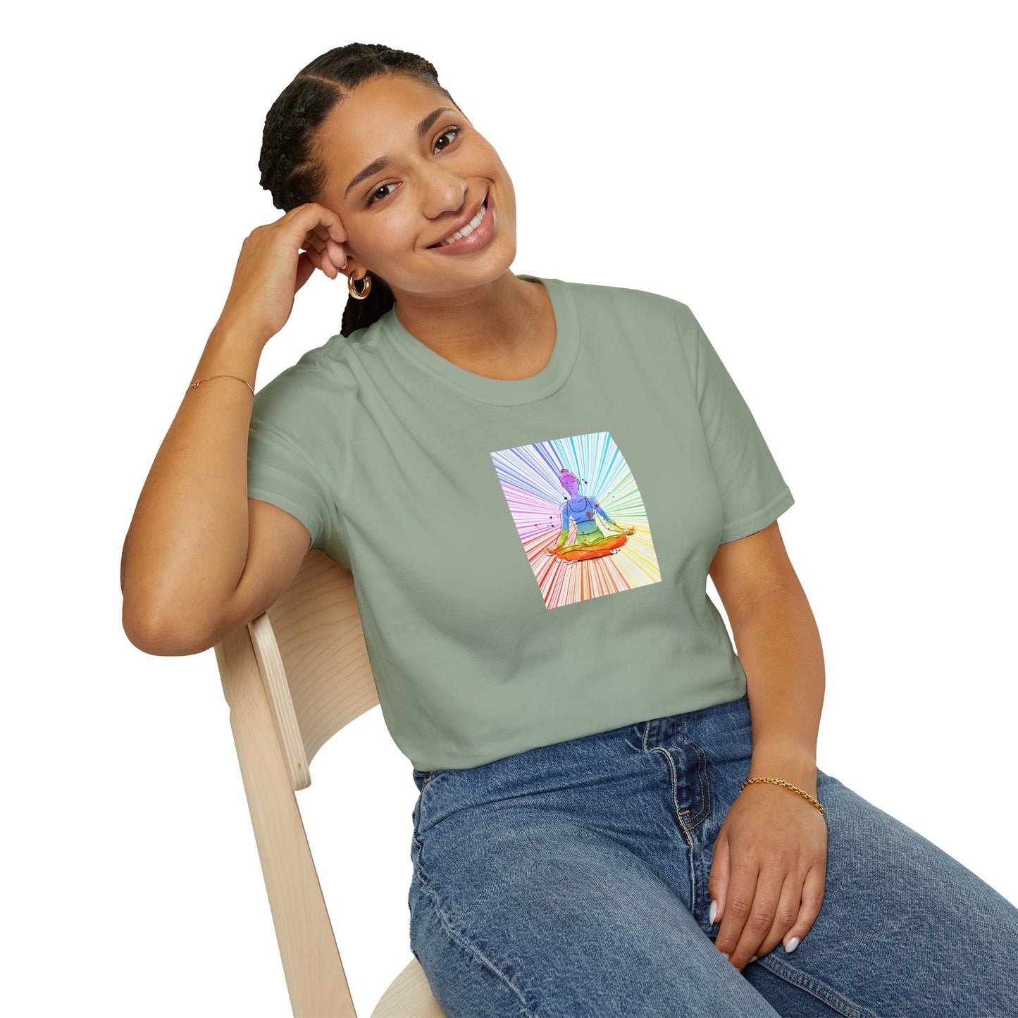 Fractal Rainbow Yoga Unisex Softstyle T-Shirt