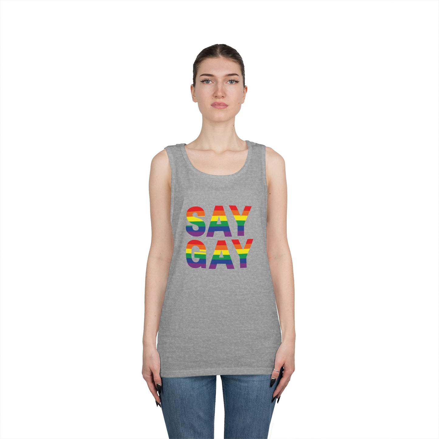 Say Gay Unisex Heavy Cotton Tank Top