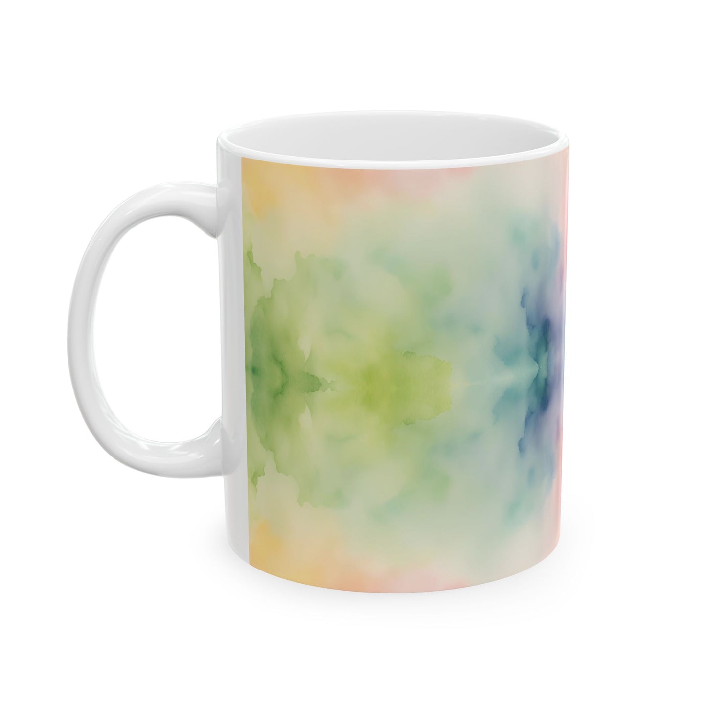 Watercolor Rainbow Ceramic Mug, (11oz, 15oz)