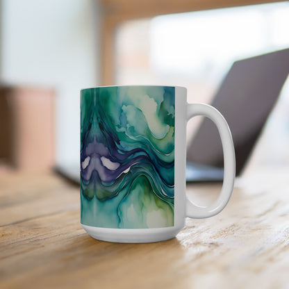 Watercolor Waves Ceramic Mug, (11oz, 15oz)