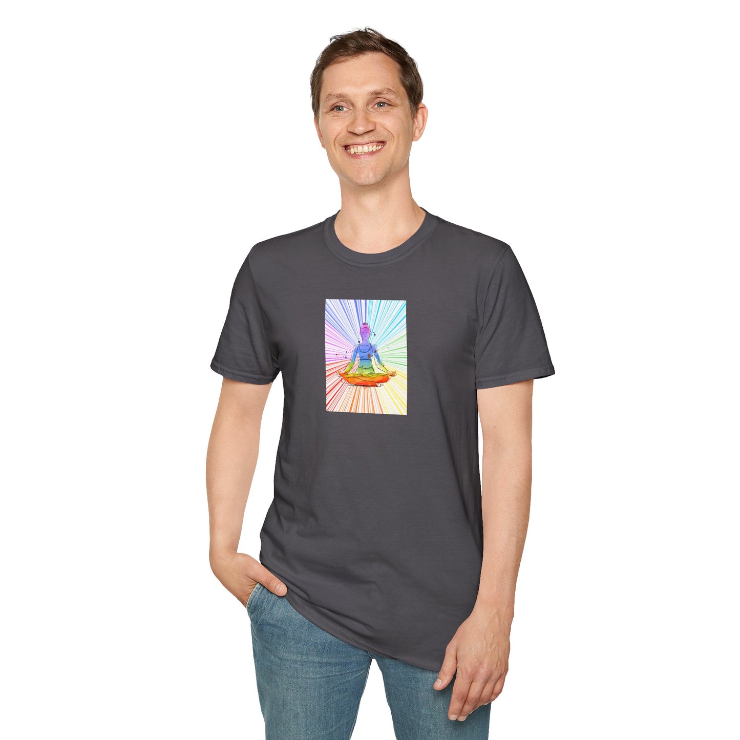 Fractal Rainbow Yoga Unisex Softstyle T-Shirt