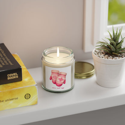 Warm and Cozy Mittens Scented Candles, Coconut Apricot Wax (4oz, 9oz)