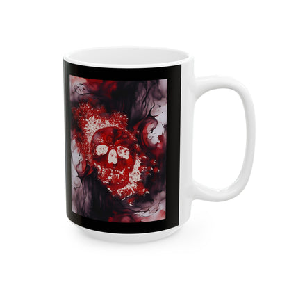 Watercolor and Skull Ceramic Mug, (11oz, 15oz)