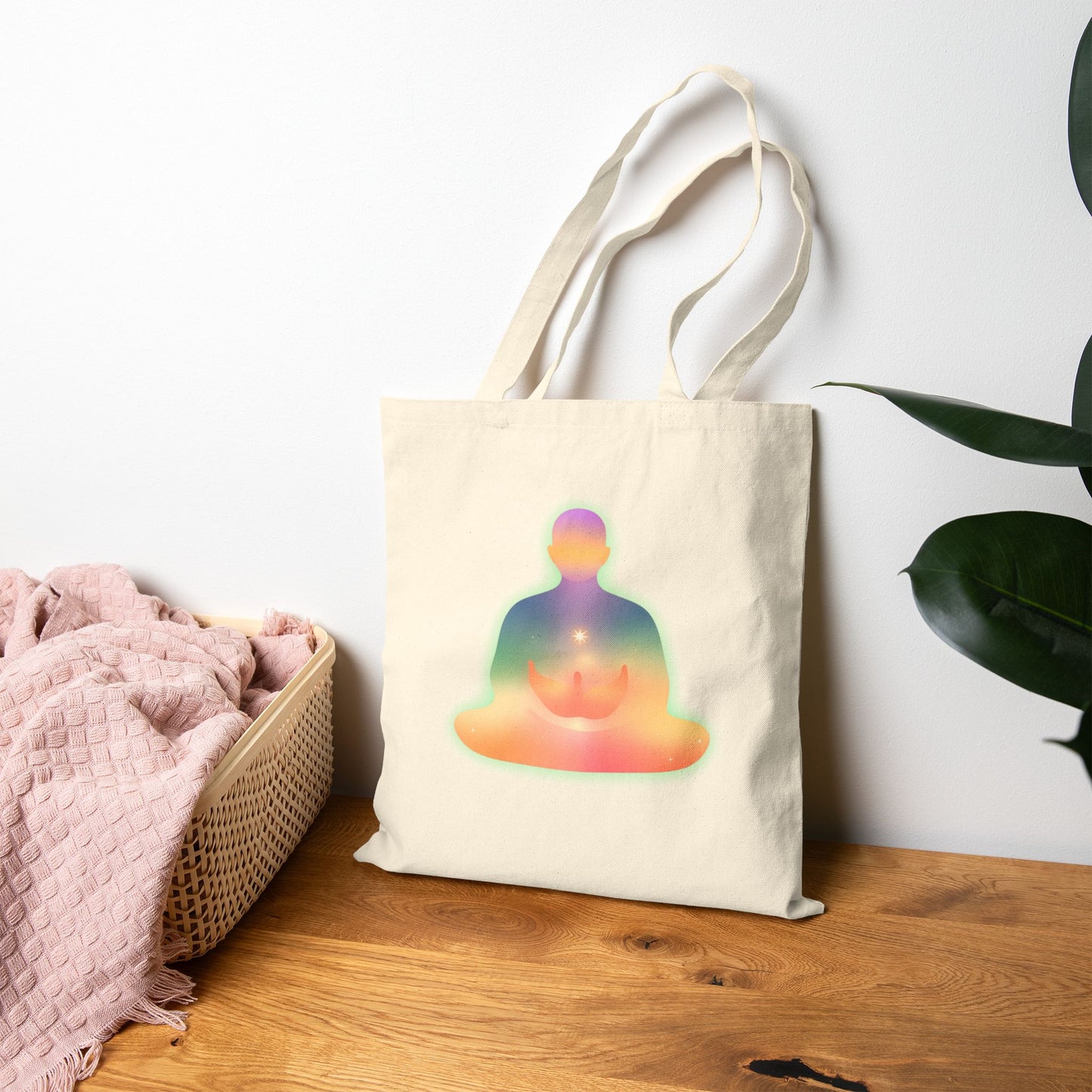 Glowing Meditation Cotton Canvas Tote Bag