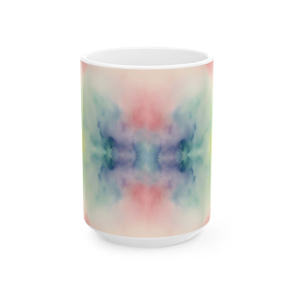 Watercolor Rainbow Ceramic Mug, (11oz, 15oz)