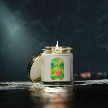 Green Yoga Meditation Scented Candles, Coconut Apricot Wax (4oz, 9oz)