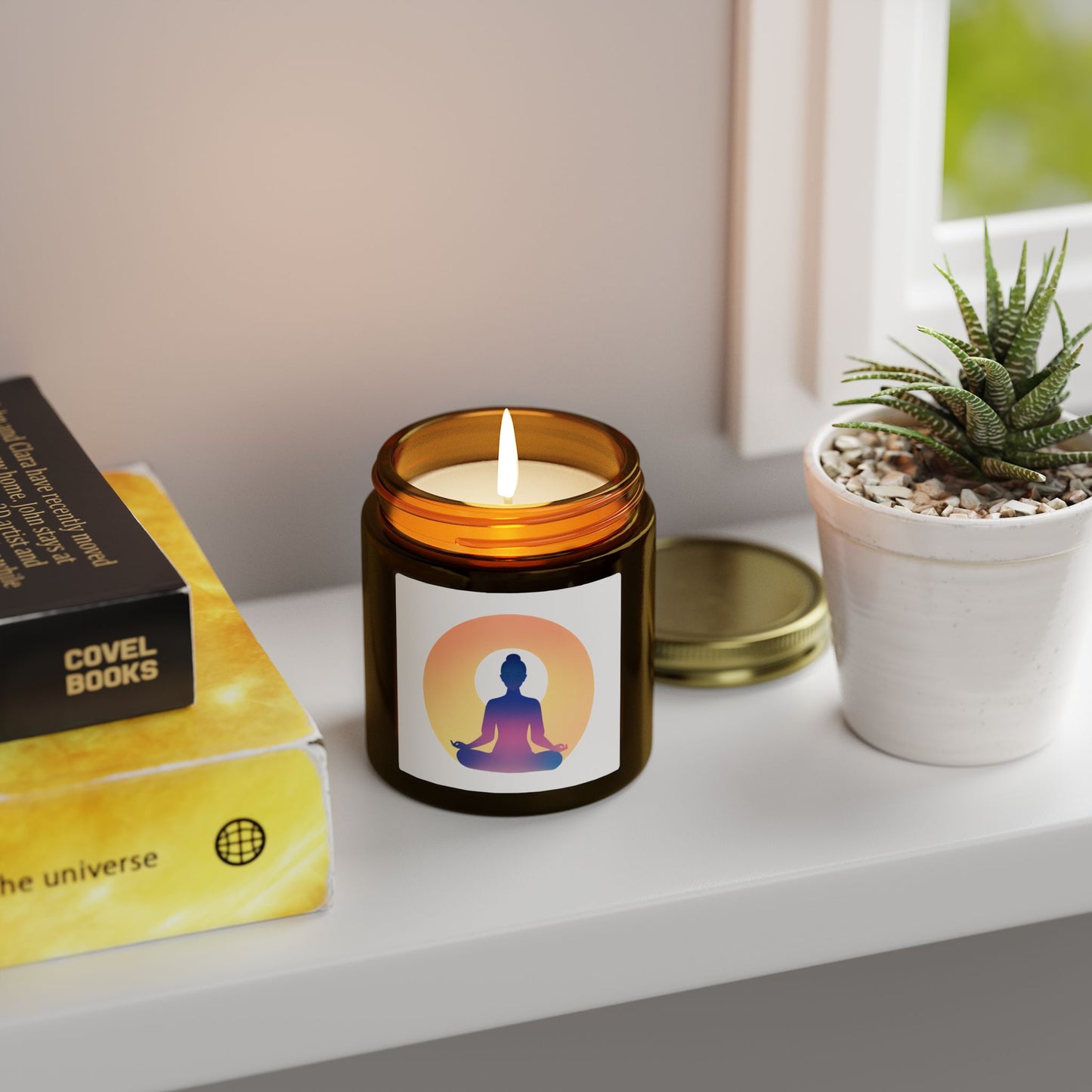 Yoga Sun Meditation Scented Candles, Coconut Apricot Wax (4oz, 9oz)