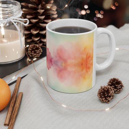Warm Rainbow Watercolor Ceramic Mug, (11oz, 15oz)