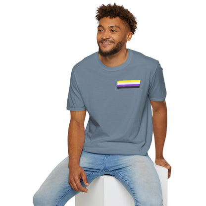 A Gender? In This Economy? Nonbinary Pride Flag Unisex Softstyle T-Shirt