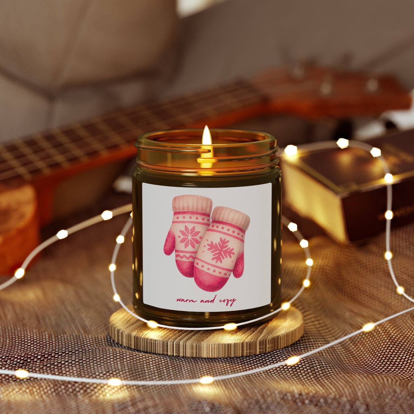 Warm and Cozy Mittens Scented Candles, Coconut Apricot Wax (4oz, 9oz)