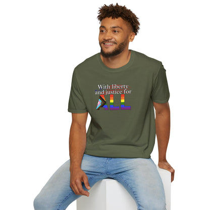 With Liberty and Justice for ALL Unisex Softstyle T-Shirt