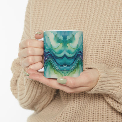 Watercolor Waves Ceramic Mug, (11oz, 15oz)