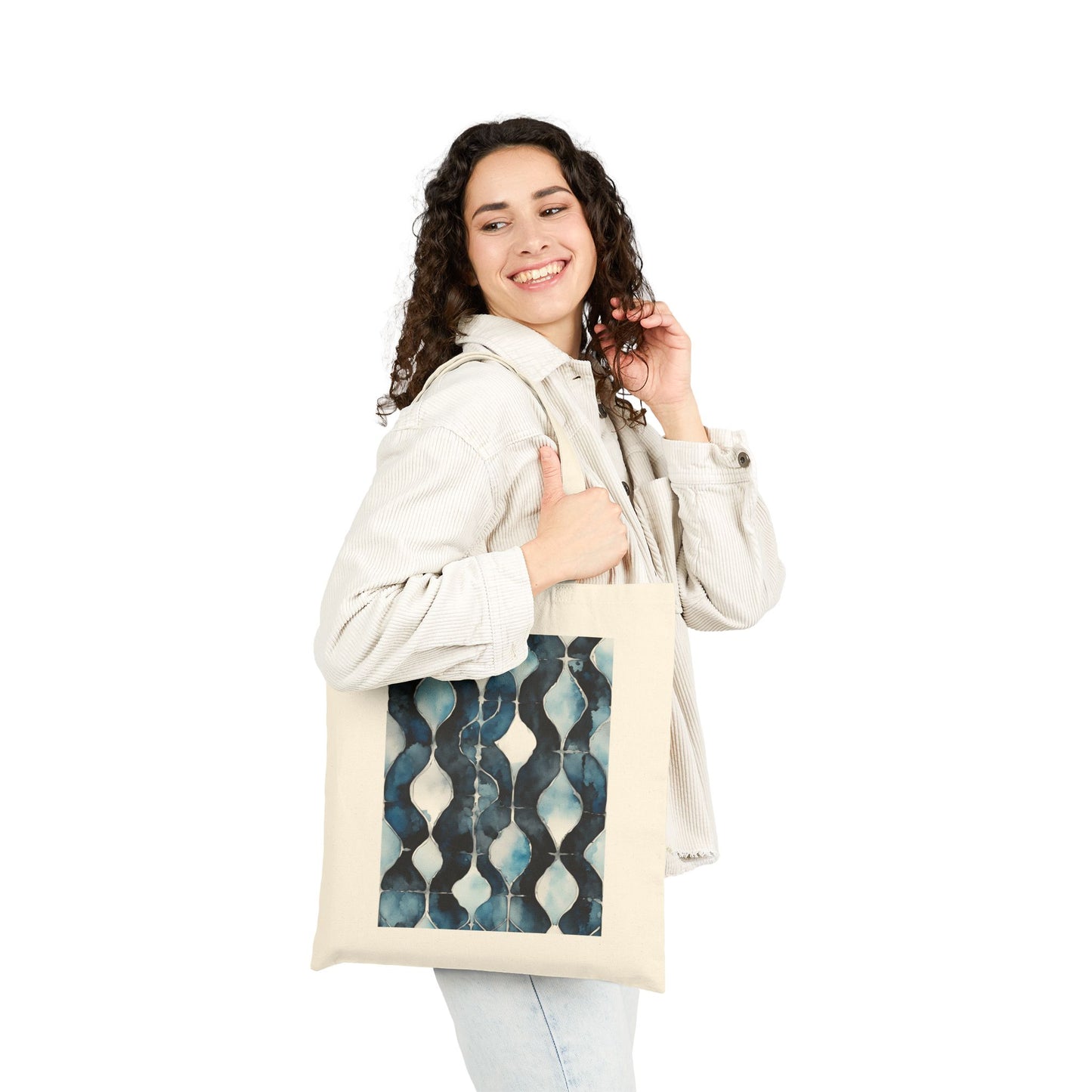 Watercolor Chain Cotton Canvas Tote Bag