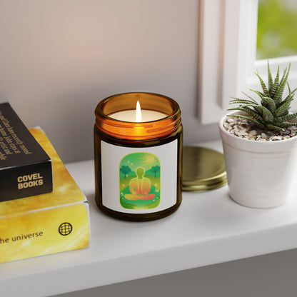 Green Yoga Meditation Scented Candles, Coconut Apricot Wax (4oz, 9oz)