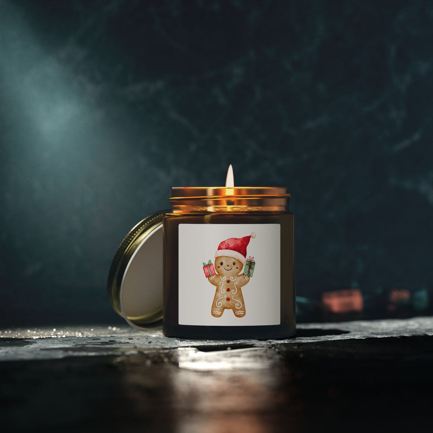 Gingerbread Boy Scented Candles, Coconut Apricot Wax (4oz, 9oz)