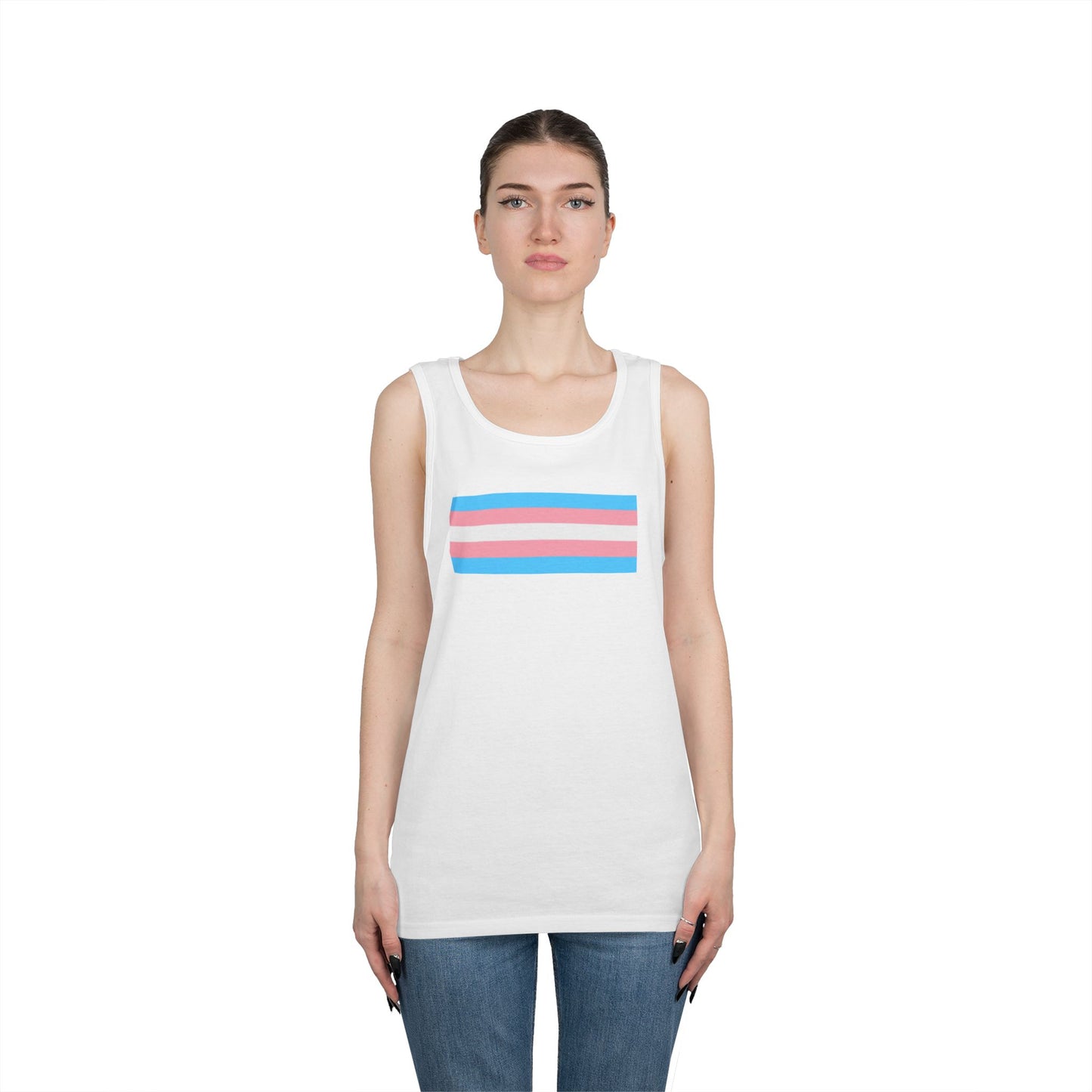 Trans Pride Flag Unisex Heavy Cotton Tank Top