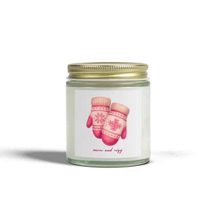 Warm and Cozy Mittens Scented Candles, Coconut Apricot Wax (4oz, 9oz)
