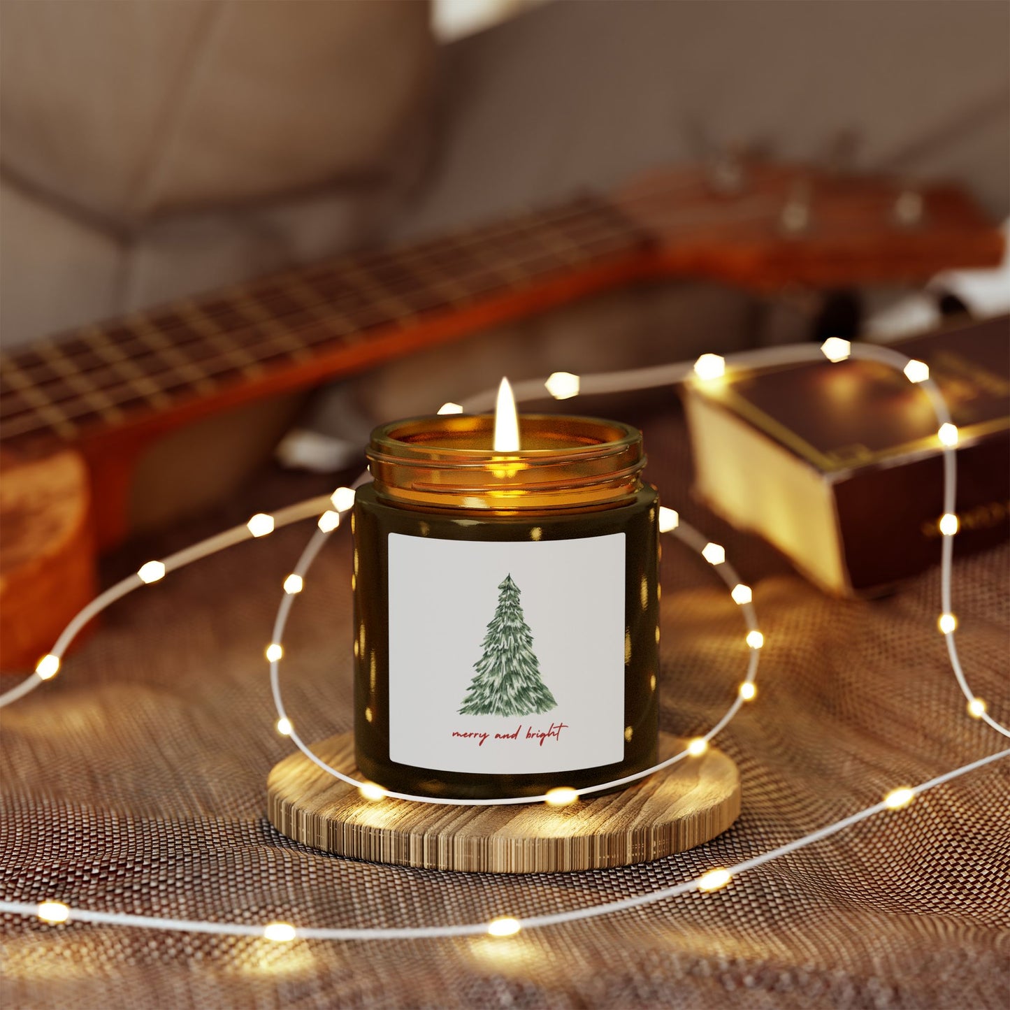 Merry and Bright Scented Candles, Coconut Apricot Wax (4oz, 9oz)