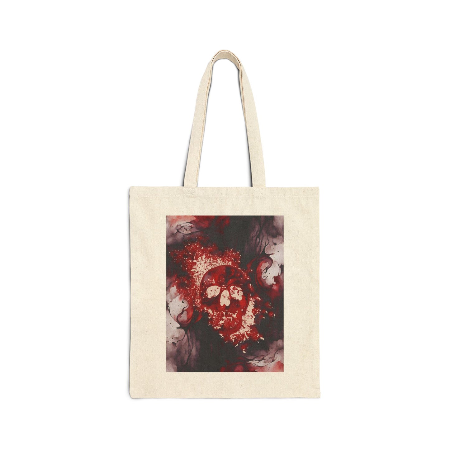 Watercolor and Skull Cotton Canvas Tote Bag