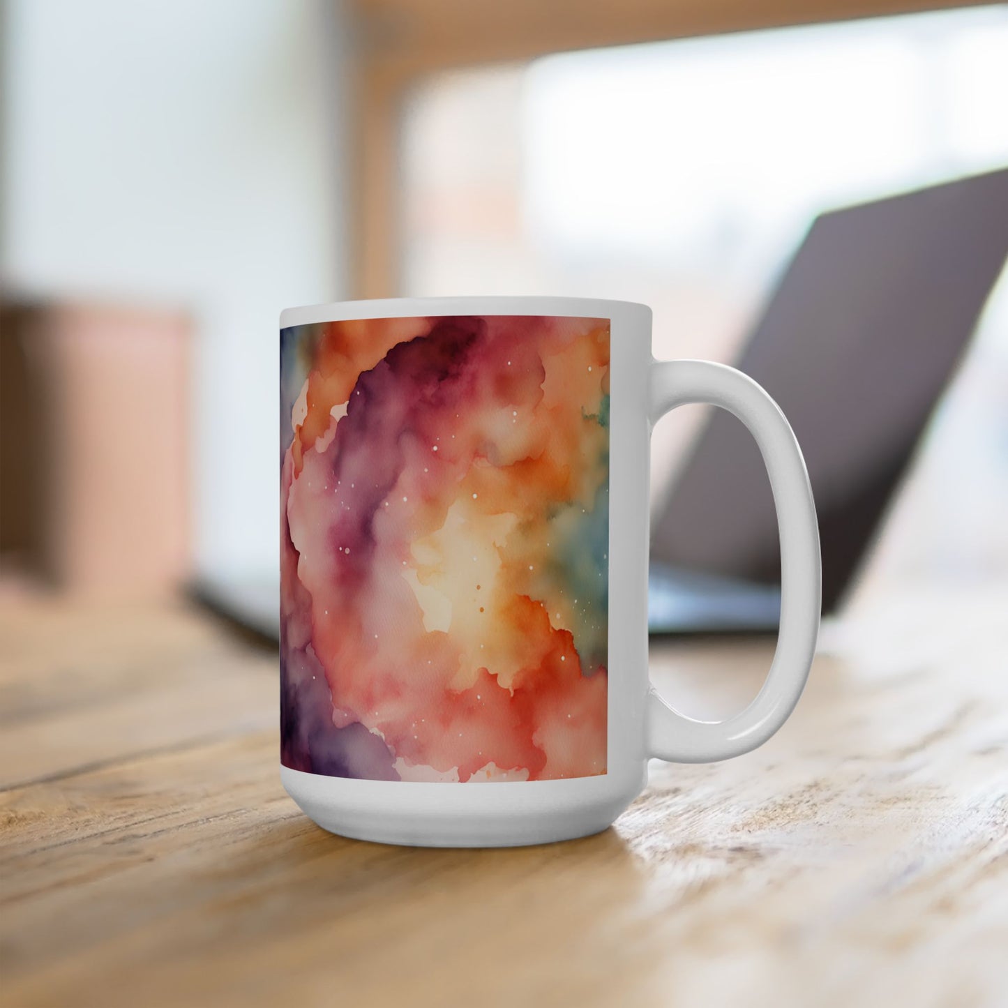 Rainbow Watercolor Ceramic Mug, (11oz, 15oz)