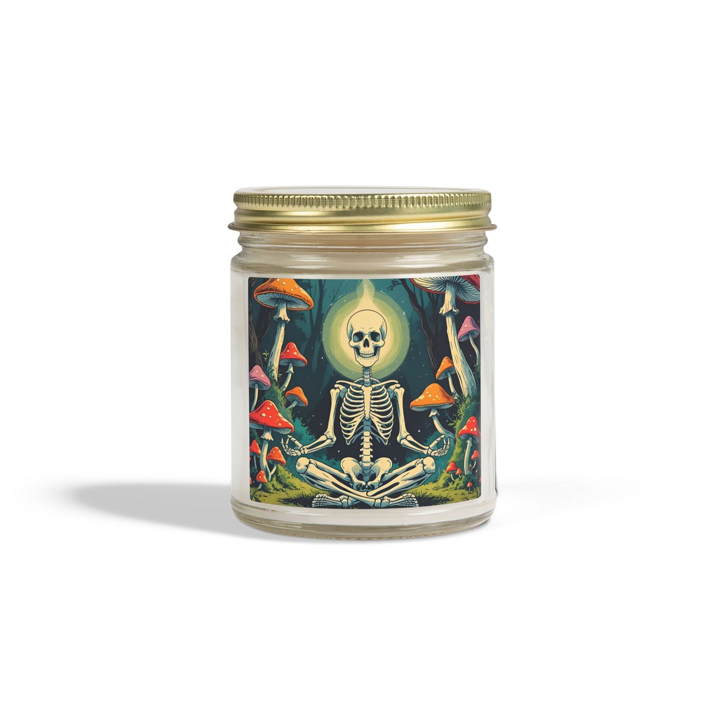 Skeleton Mushroom Meditation Scented Candles, Coconut Apricot Wax (4oz, 9oz)