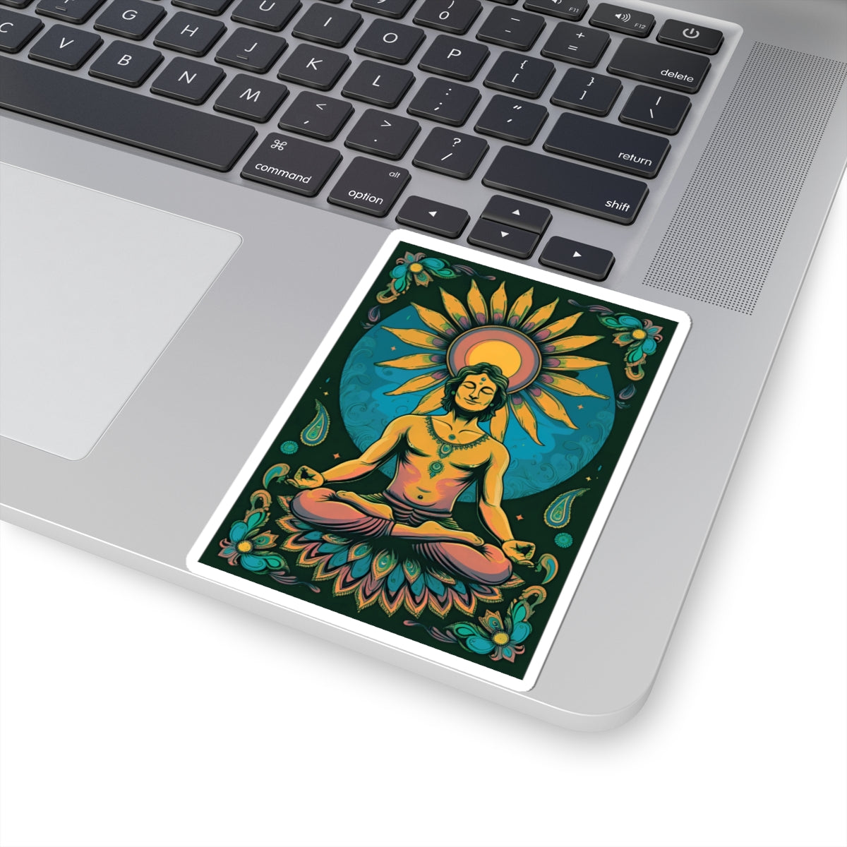 Psychedelic Sunflower Yoga Meditation Kiss-Cut Stickers
