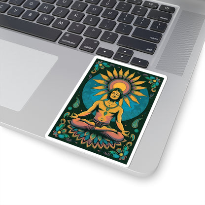 Psychedelic Sunflower Yoga Meditation Kiss-Cut Stickers