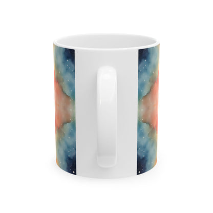 Tie Dye Watercolor Ceramic Mug, (11oz, 15oz)