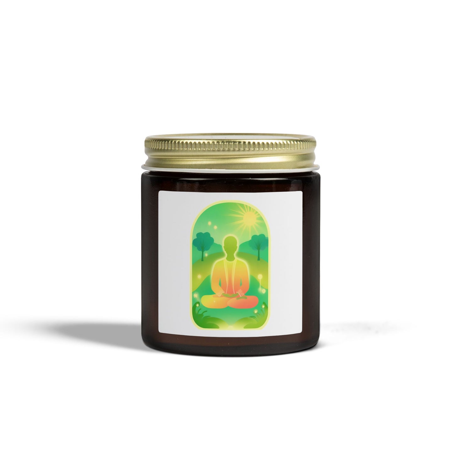 Green Yoga Meditation Scented Candles, Coconut Apricot Wax (4oz, 9oz)