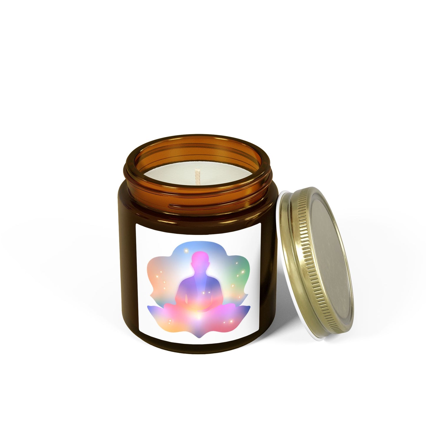 Glowing Lotus Meditation Scented Candles, Coconut Apricot Wax (4oz, 9oz)