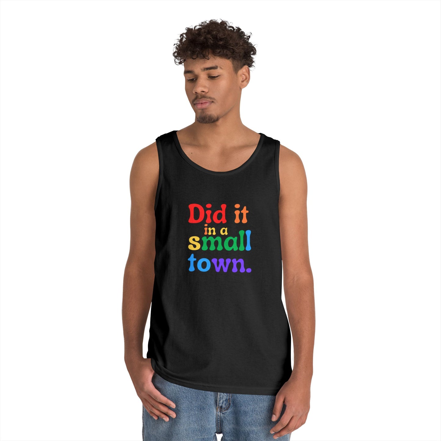 Rainbow Did It In A Small Town Unisex Heavy Cotton Tank Top