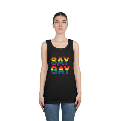 Say Gay Unisex Heavy Cotton Tank Top
