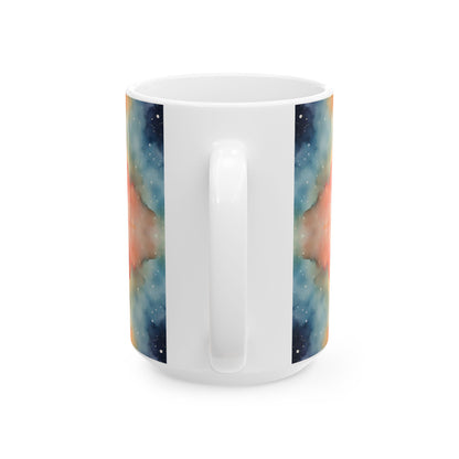 Tie Dye Watercolor Ceramic Mug, (11oz, 15oz)