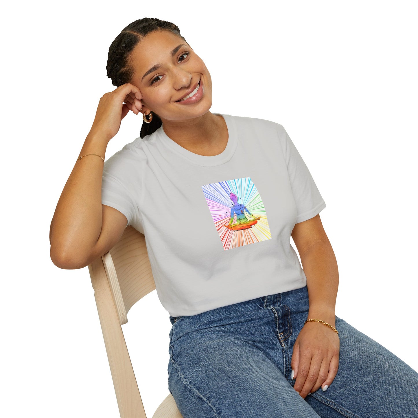 Fractal Rainbow Yoga Unisex Softstyle T-Shirt